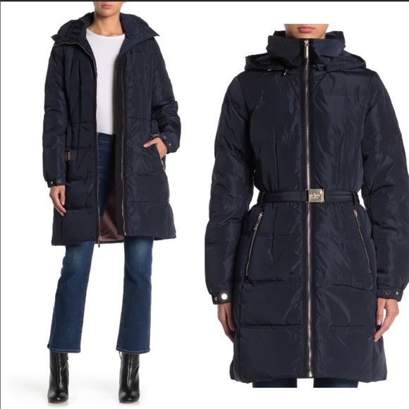 kate spade Jackets & Blazers - Kate Spade Down Belted Puffer with Zip Hood Navy M NWT